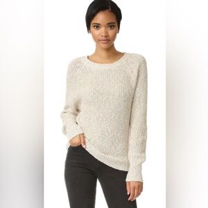 Free People Cream Textured Crewneck Sweater